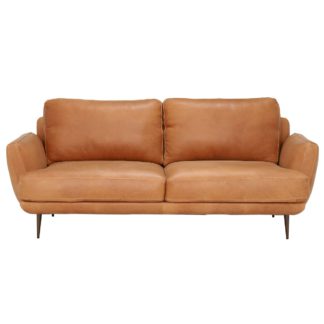 An Image of Pax Leather Sofa, Alabama Cognac