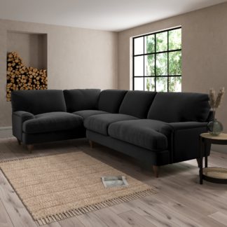 An Image of Darwin Luxury Velvet Left Hand Corner Sofa Luxury Velvet Black