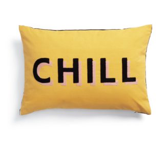 An Image of Habitat Chill Embroidered Cushion Cover - Yellow - 40x58cm