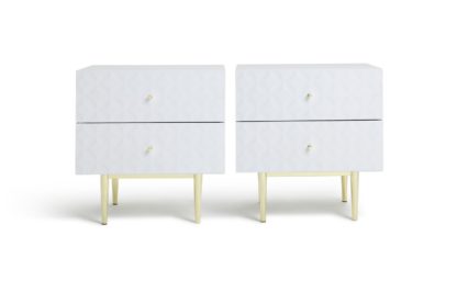 An Image of Habitat Mayfair 2 Bedside Tables Set - White Glass