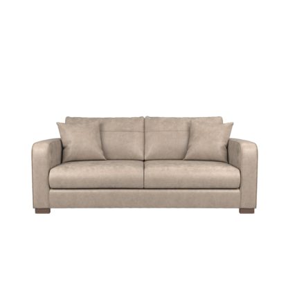 An Image of Carson Faux Leather 3 Seater Sofa Tan