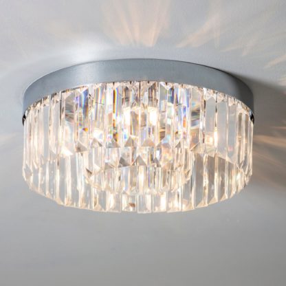 An Image of Vogue Crystal Bath 5 Light Flush Ceiling Fitting Chrome Chrome