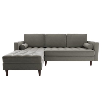 An Image of Zoe Boucle Left Hand Corner Sofa Light Grey