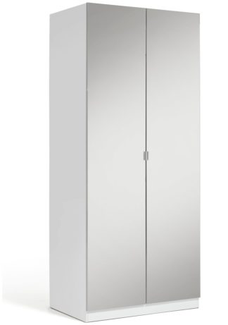 An Image of Habitat Munich 2 Door Mirror Wardrobe - White