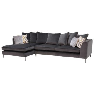 An Image of Conza Large Left Hand Facing Pillow Back Chaise Sofa, Plush Charcoal
