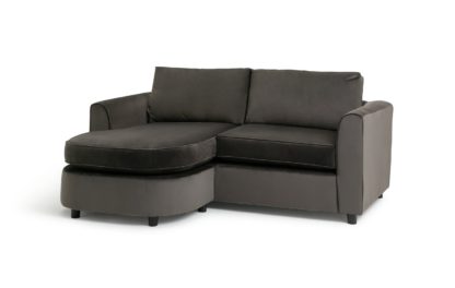 An Image of Habitat Reed Reversible Corner Velvet Sofa - Charcoal