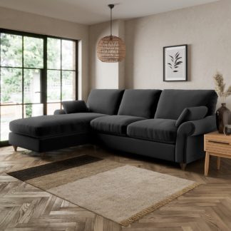 An Image of Salisbury Luxury Velvet Left Hand Corner Sofa Luxury Velvet Black