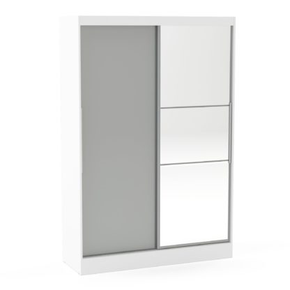 e5fadbea94efe2bf15de89456dccd36dc1dd0bf9018fa0d85b8efd0295b572de.jpg An Image of Lynx 2 Door Sliding Mirrored Wardrobe Grey