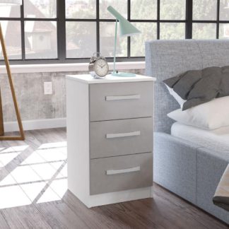 An Image of Lynx White and Grey 3 Drawer Bedside Table