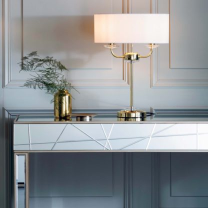 e80365e728c8b91bf793092f355ca203641e740849df567bc5573a002e702532.jpg An Image of Vogue Katarina 2 Light Table Lamp Nickel