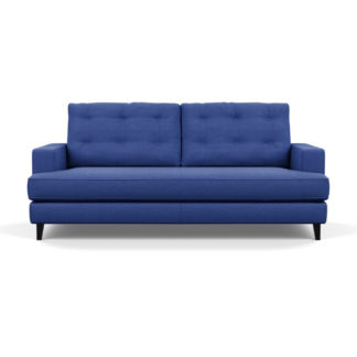 An Image of Heal's Mistral 3 Seater Sofa Brushed Cotton Cobalt Black Feet