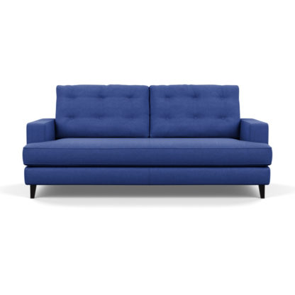 An Image of Heal's Mistral 3 Seater Sofa Brushed Cotton Cobalt Black Feet