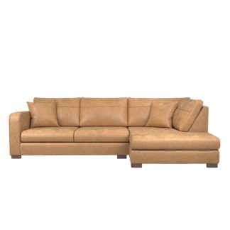 An Image of Carson Faux Leather Right Hand Corner Sofa Tan