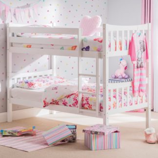 An Image of Zodiac White Wooden Bunk Bed Frame Only - 3ft Single