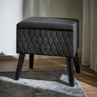 An Image of Alex Quilted Storage Footstool Black