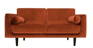An Image of Habitat Jackson 3 Seater Velvet Sofa - Orange