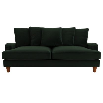 An Image of Beatrice Velvet Scatter Back 3 Seater Sofa Bottle (Green)