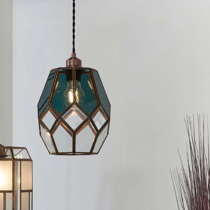 An Image of Vogue Eacham 1 Light Pendant Ceiling Fitting Antique Brass