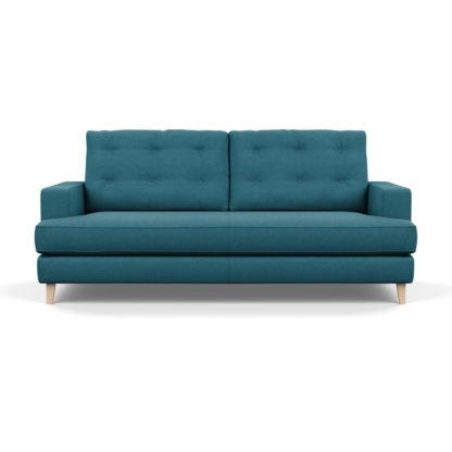An Image of Heal's Mistral 3 Seater Sofa Brushed Cotton Cobalt Black Feet