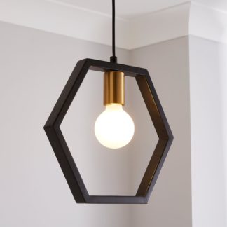 An Image of Hex 1 Light Ceiling Fitting Black