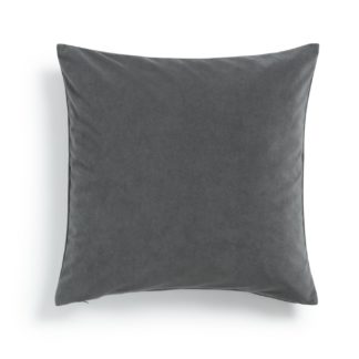 An Image of Habitat Matte Velour Soft Plain Cushion - Grey - 43x43cm