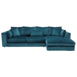 An Image of Harrington Large Right Hand Facing Chaise Sofa, Lumino Teal With Foam Interiors