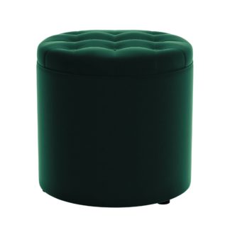 An Image of Oswald Velvet Round Storage Footstool Bottle (Green)