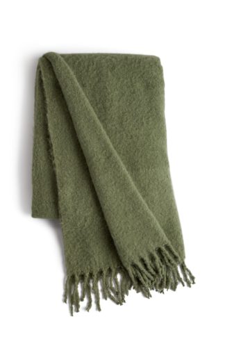 An Image of Habitat Mohair Faux Plain Throw - Sage Green