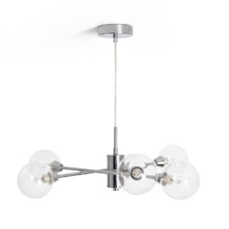 An Image of Habitat Glam 6 Light Glass Ceiling Fitting - Chrome