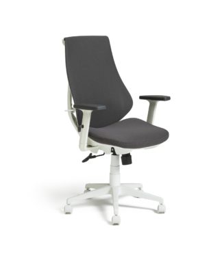 An Image of Habitat Vita Fabric Office Chair - Grey and White