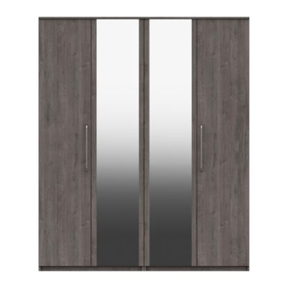 An Image of Parker 4 Door Mirrored Wardrobe Brown