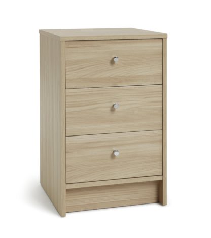 An Image of Argos Home Malibu 3 Drawer Bedside Cabinet - Beech Effect