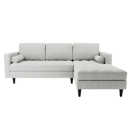 An Image of Zoe Boucle Left Hand Corner Sofa Light Grey