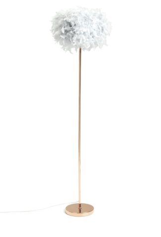 An Image of Argos Home Feather Floor Lamp - Grey and Rose Gold