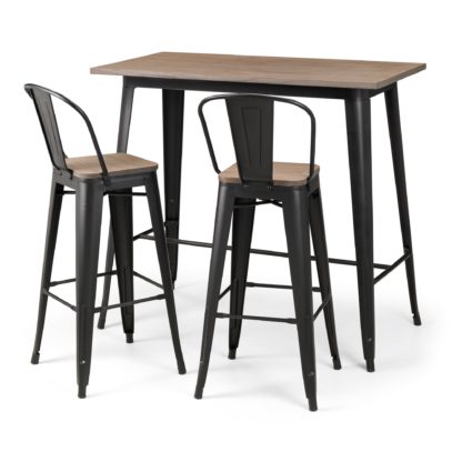 An Image of Grafton Bar Set with 2 Stools Black