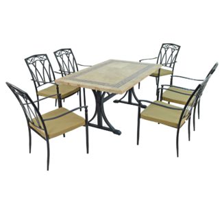 An Image of Charleston 6 Seater Dining Set with Ascot Chairs Brown and Black