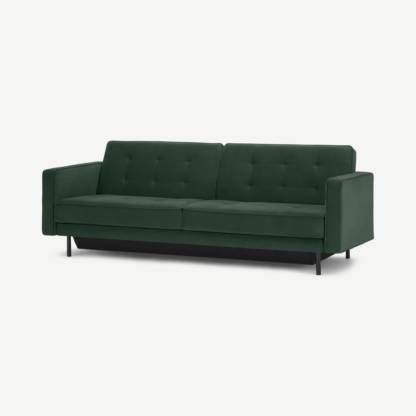 An Image of Rosslyn Click Clack Sofa Bed with Storage, Autumn Green Velvet