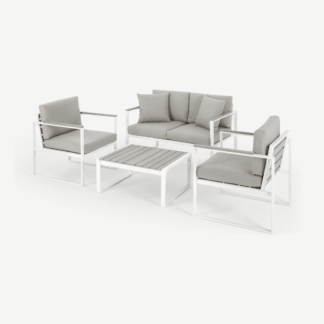 An Image of Catania Garden Lounge Set, White And Polywood