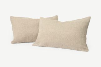 An Image of Adra Set of 2 100% Linen Cushions, 35 x 55cm, Natural