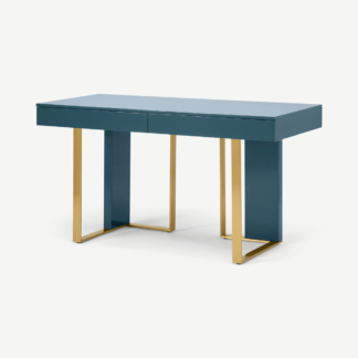 An Image of Arpen Desk, Teal and Brass