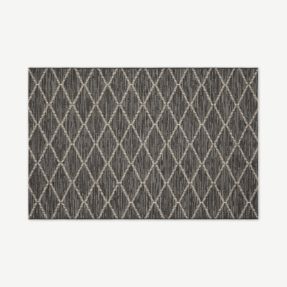 An Image of Vinonelo Indoor/Outdoor Rug, Large 160 x 230cm, Charcoal Grey