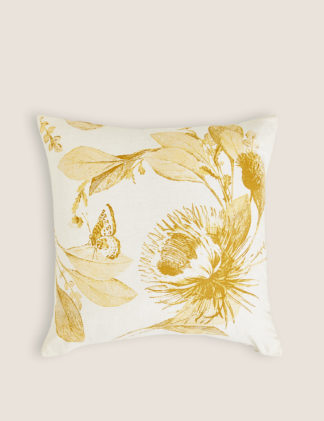 An Image of M&S Linen Mix Floral Cushion