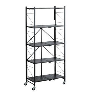 An Image of 5 Tier Folding Shelves Black