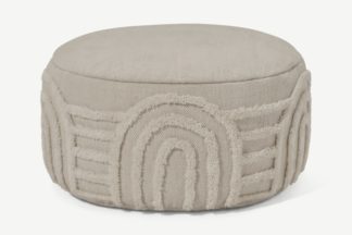 An Image of Raina 100% New Zealand Tufted Wool Pouffe, Soft Grey