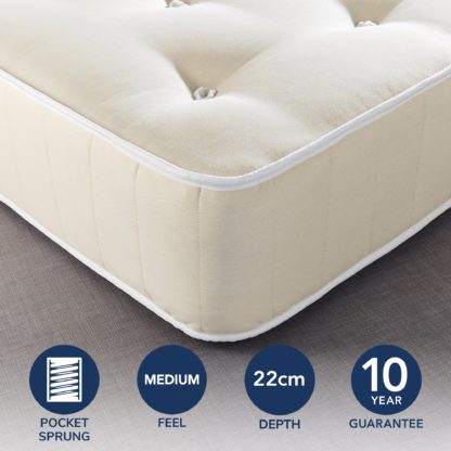 021bb7094d45d0531fb426424da595204b2eecb8e700bd926ec669db316b6fd7.jpg An Image of Fogarty Dreamy Comfort Eco Cotton 1000 Pocket Sprung Mattress Yellow