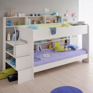 An Image of Bibop White Wooden Bunk Bed Frame Only - EU Single