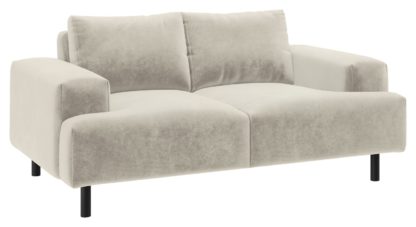 An Image of Habitat Julien 2 Seater Velvet Sofa - Parchment