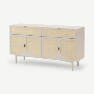 An Image of Emmi Wide Sideboard, Warm Ecru & Rattan