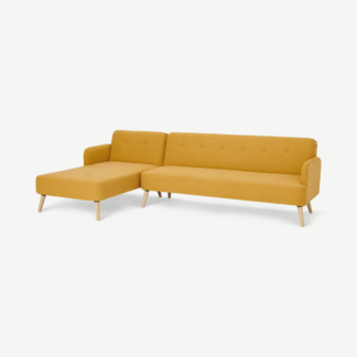 An Image of Elvi Left Hand Facing Chaise End Click Clack Sofa Bed, Butter Yellow