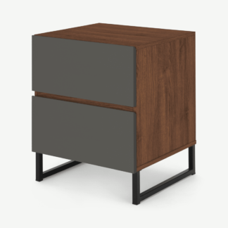 An Image of Hopkins Bedside, Grey and Walnut Effect